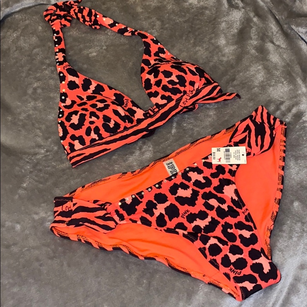 Victoria Secret Pink Coral Cheetah bikini